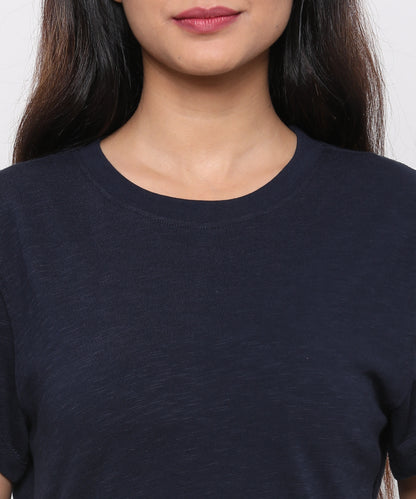 Womens Slub Crew Neck Short Sleeve Tee Shirt