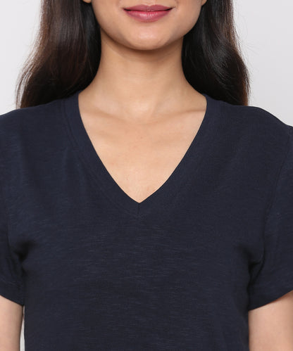 Womens Slub V Neck Tee Shirt