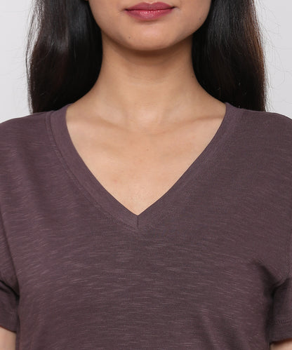 Womens Slub V Neck Tee Shirt
