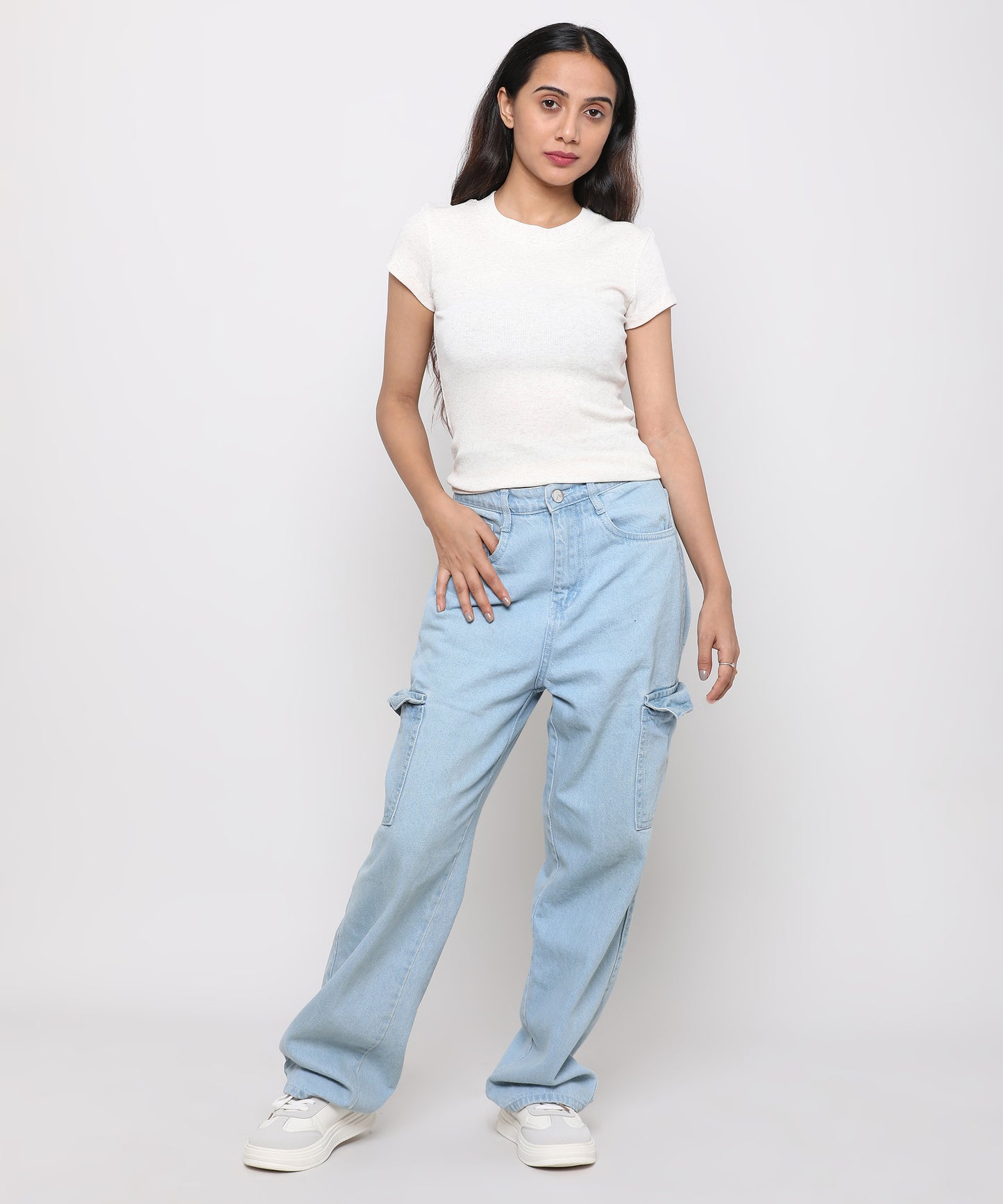 Womens Micro rib crew neck tee shirt