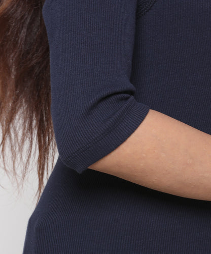Womens Micro rib elbow sleeve Tee Shirt