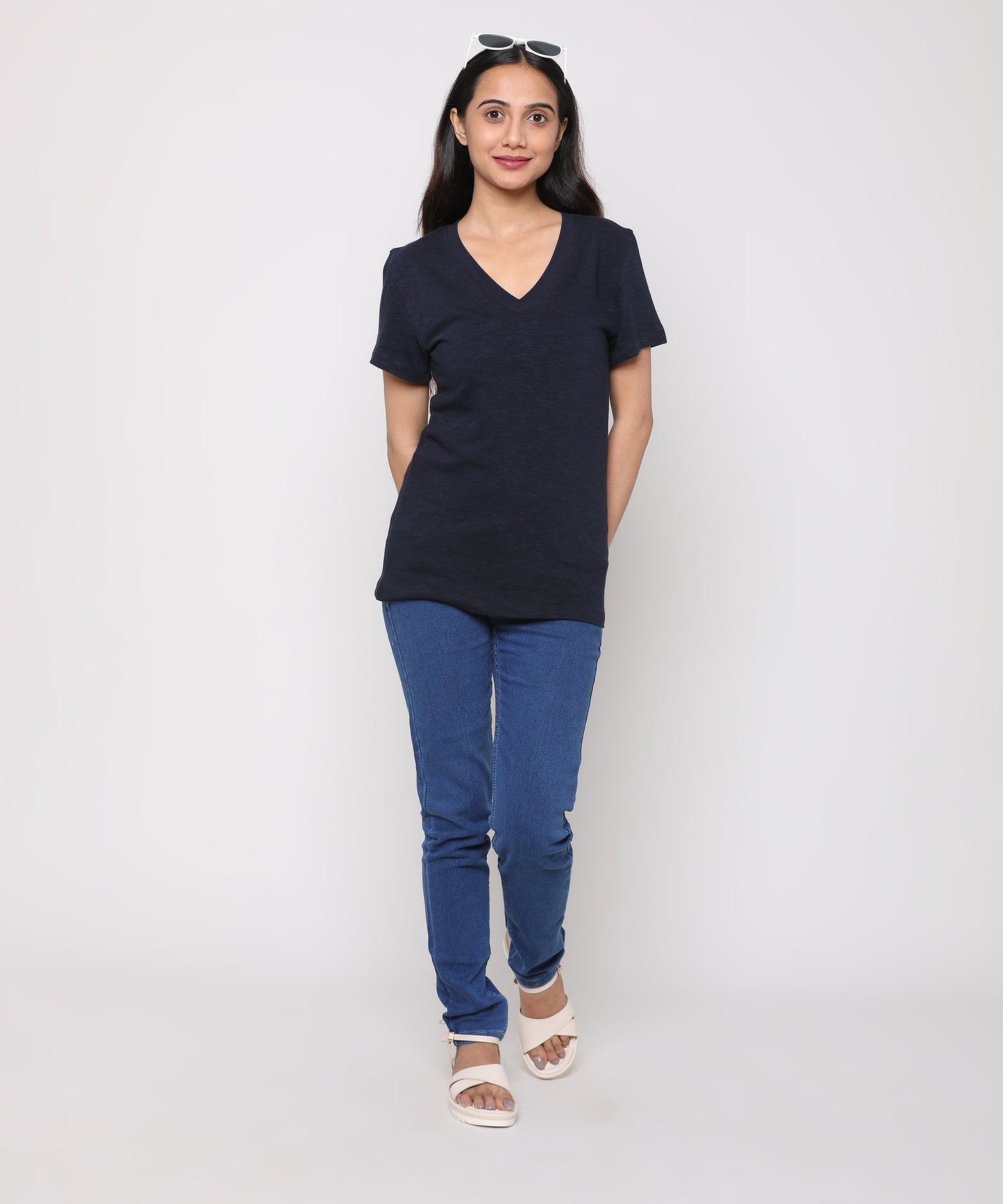 Womens Slub V Neck Tee Shirt