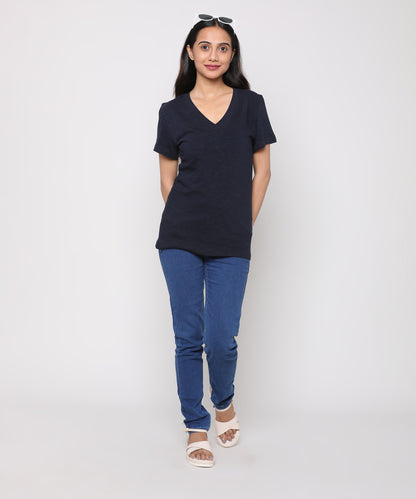 Womens Slub V Neck Tee Shirt