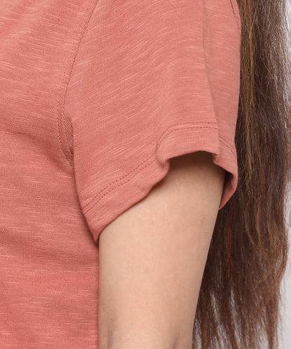 Womens Slub Crew Neck Short Sleeve Tee Shirt
