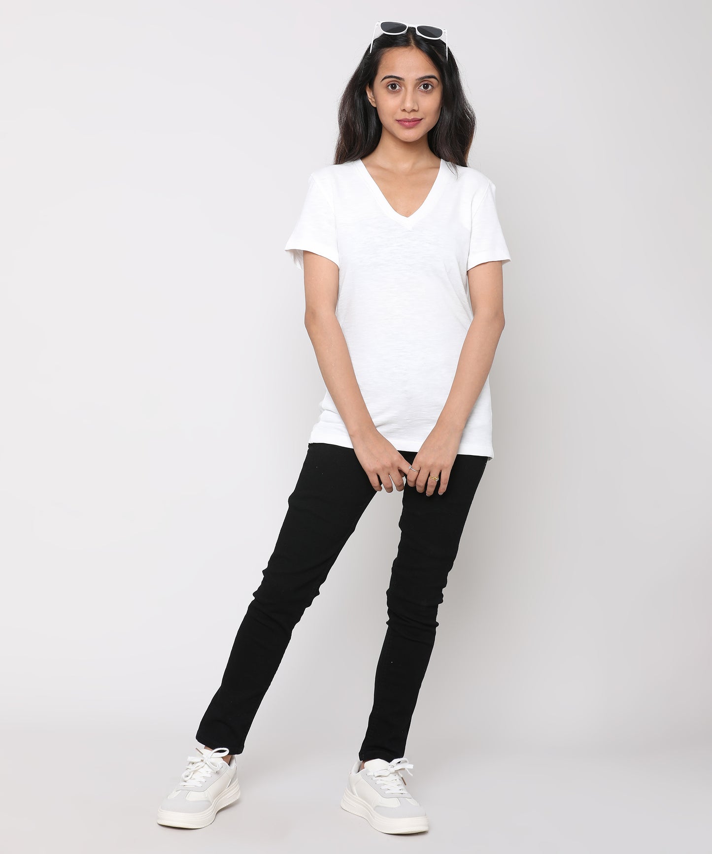 Womens Slub V Neck Tee Shirt