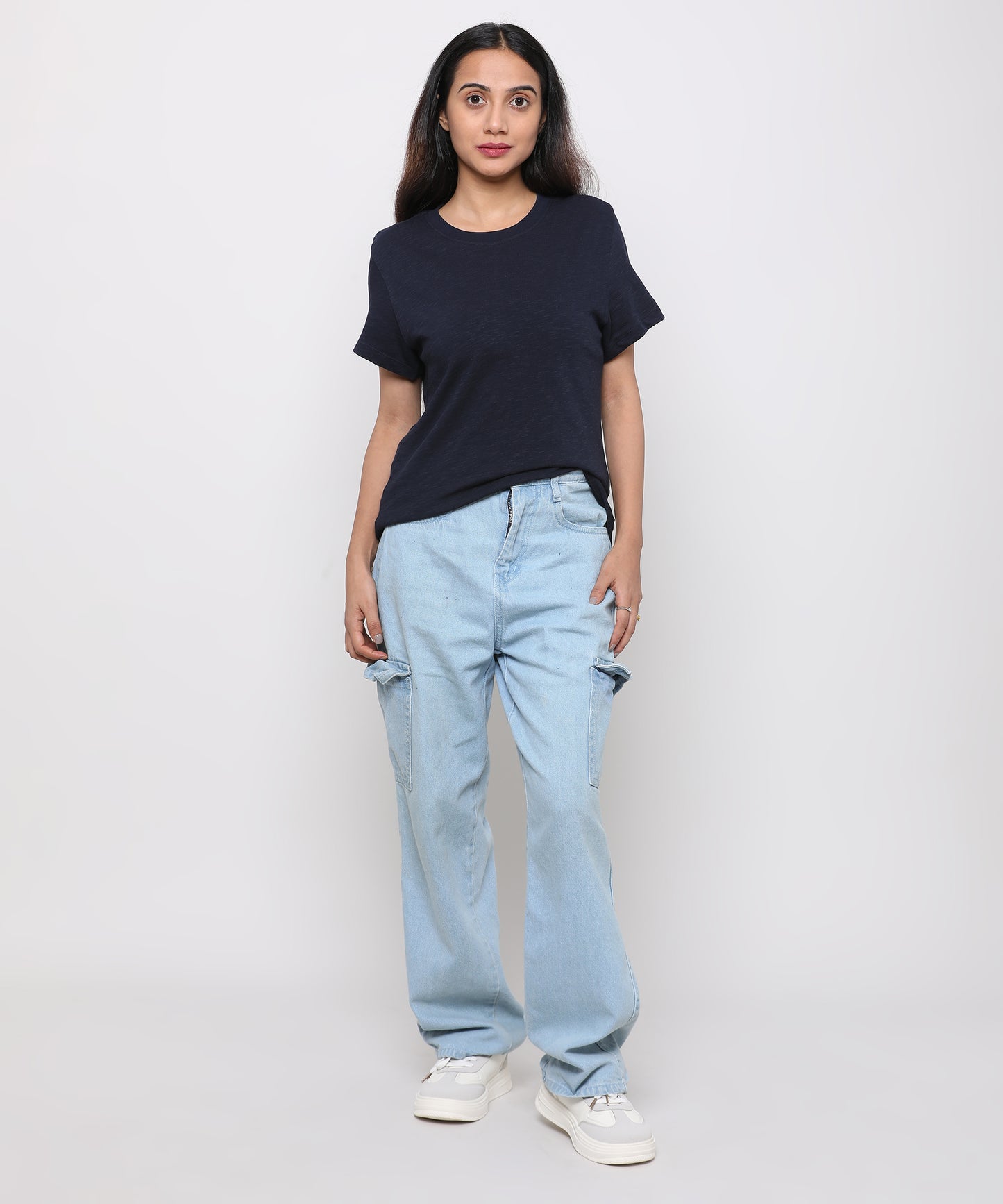 Womens Slub Crew Neck Short Sleeve Tee Shirt