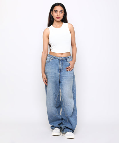Womens Micro rib cropped cutaway tank top