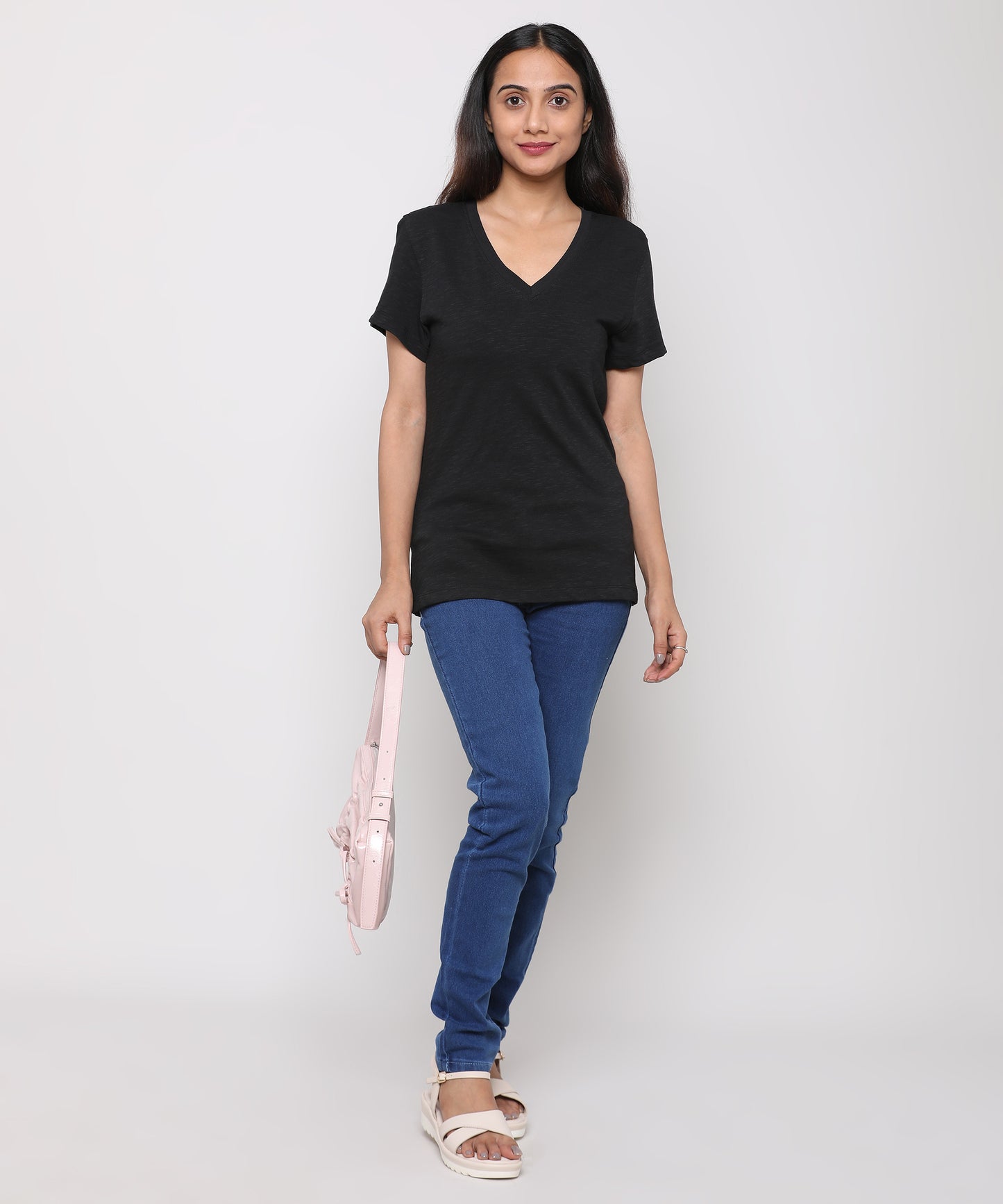 Womens Slub V Neck Tee Shirt