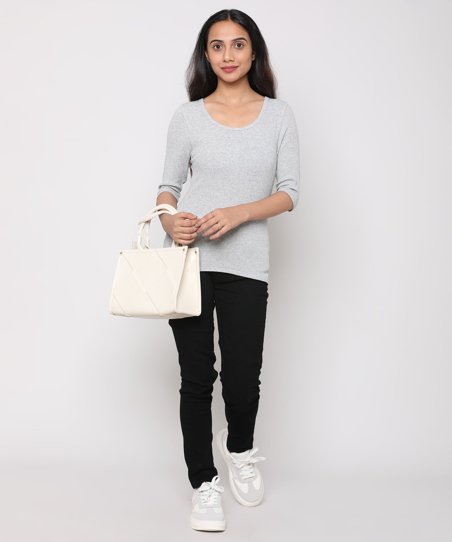 Womens Micro rib elbow sleeve Tee Shirt