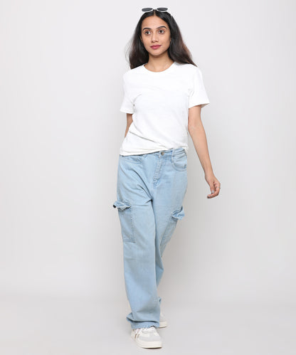 Womens Slub Crew Neck Short Sleeve Tee Shirt
