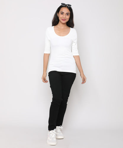 Womens Micro rib elbow sleeve Tee Shirt