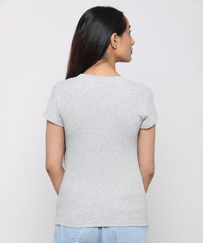 Womens Micro rib crew neck tee shirt