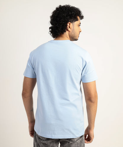 Crew Neck Short Sleeve Graphic T-shirt - Anchor Print - Light Sky Blue
