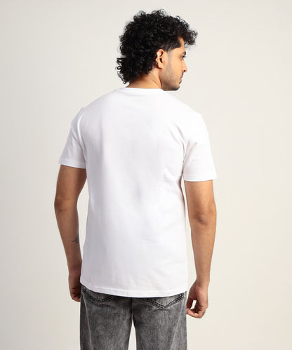 Crew Neck Short Sleeve Graphic T-shirt - Deer Print - White