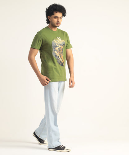 Crew Neck Short Sleeve Graphic T-shirt - Boot Print