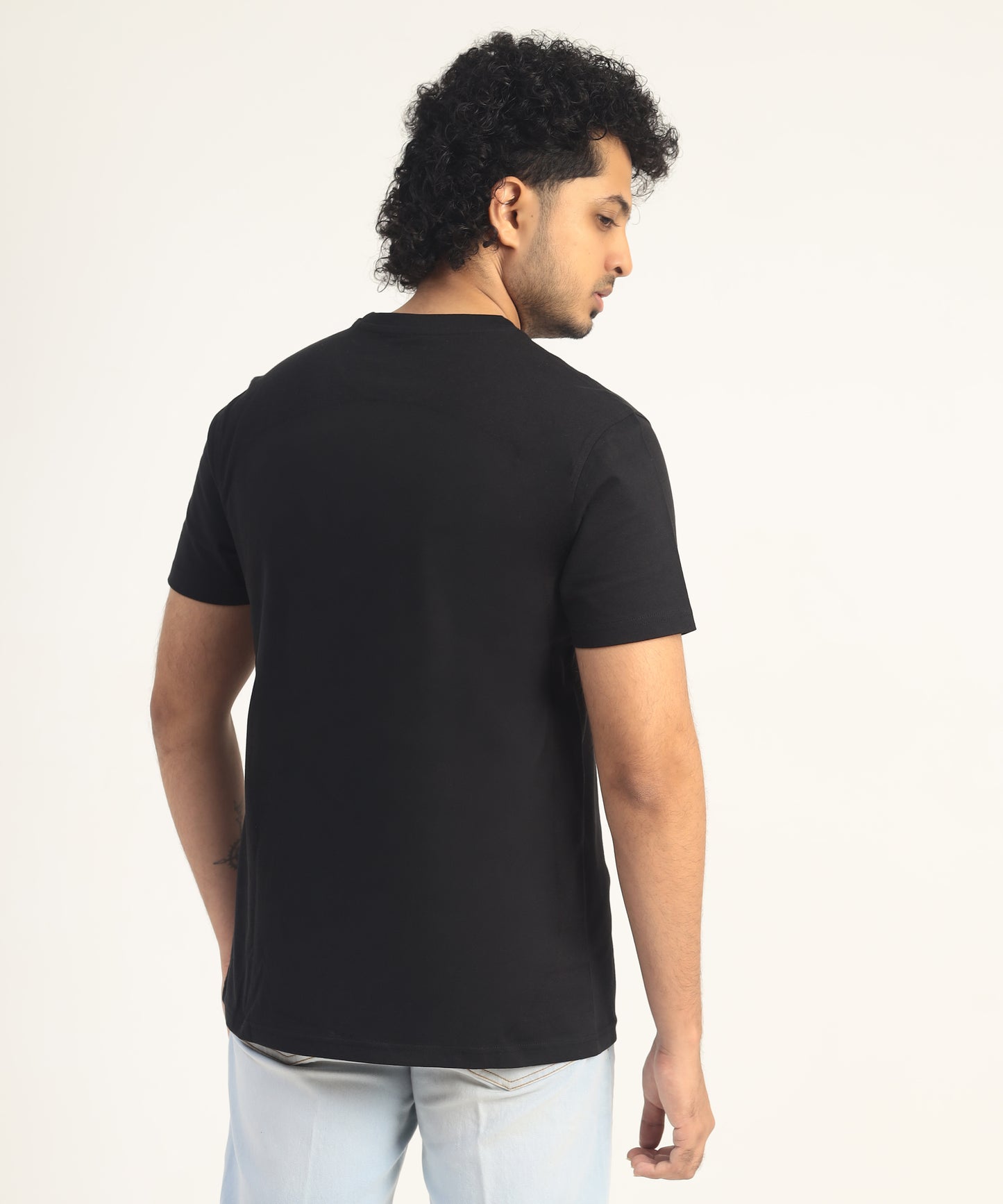Crew Neck Short Sleeve Graphic T-shirt - Do It Print - Black