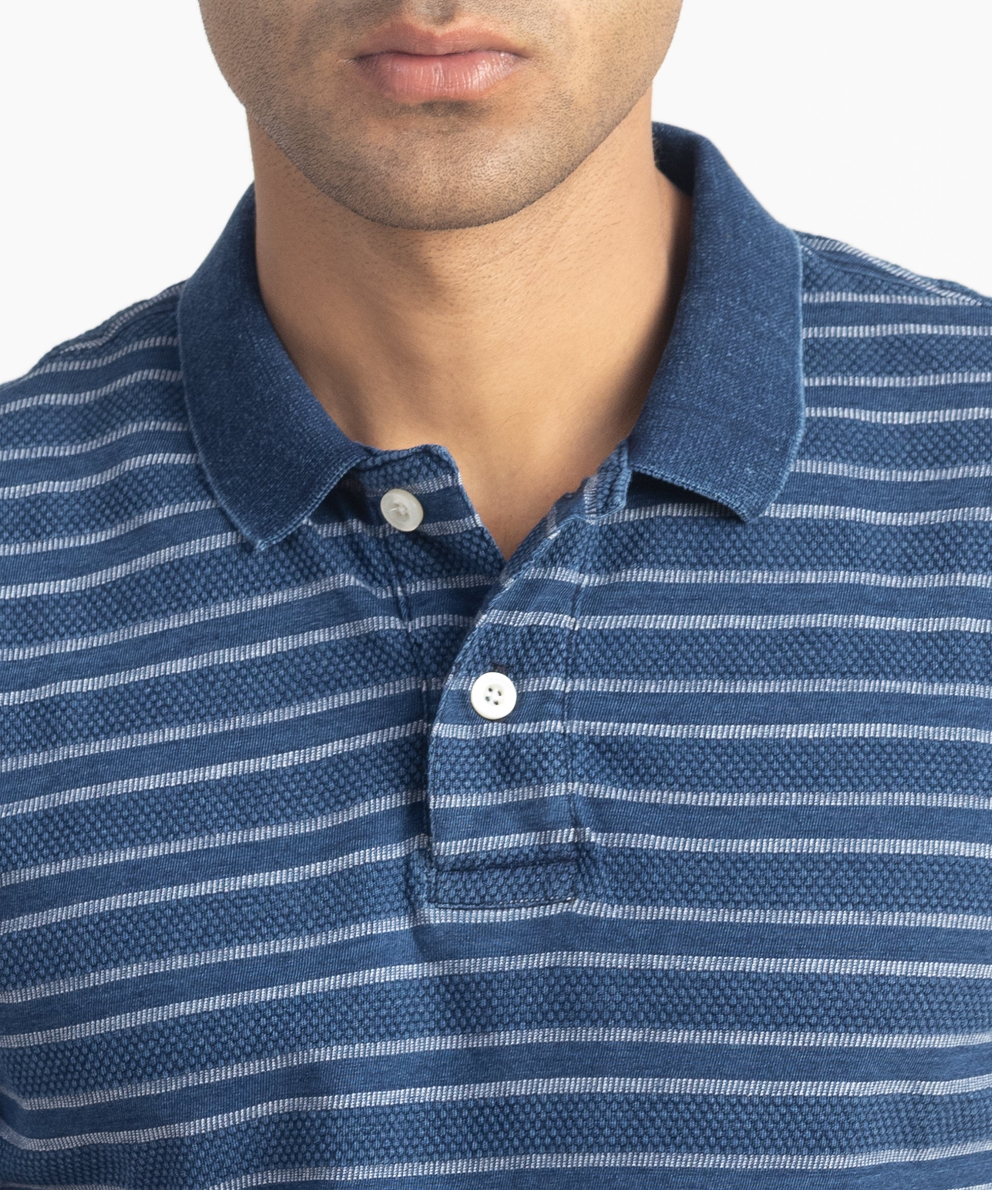 Men's Flat Knit Collar Denim Polo