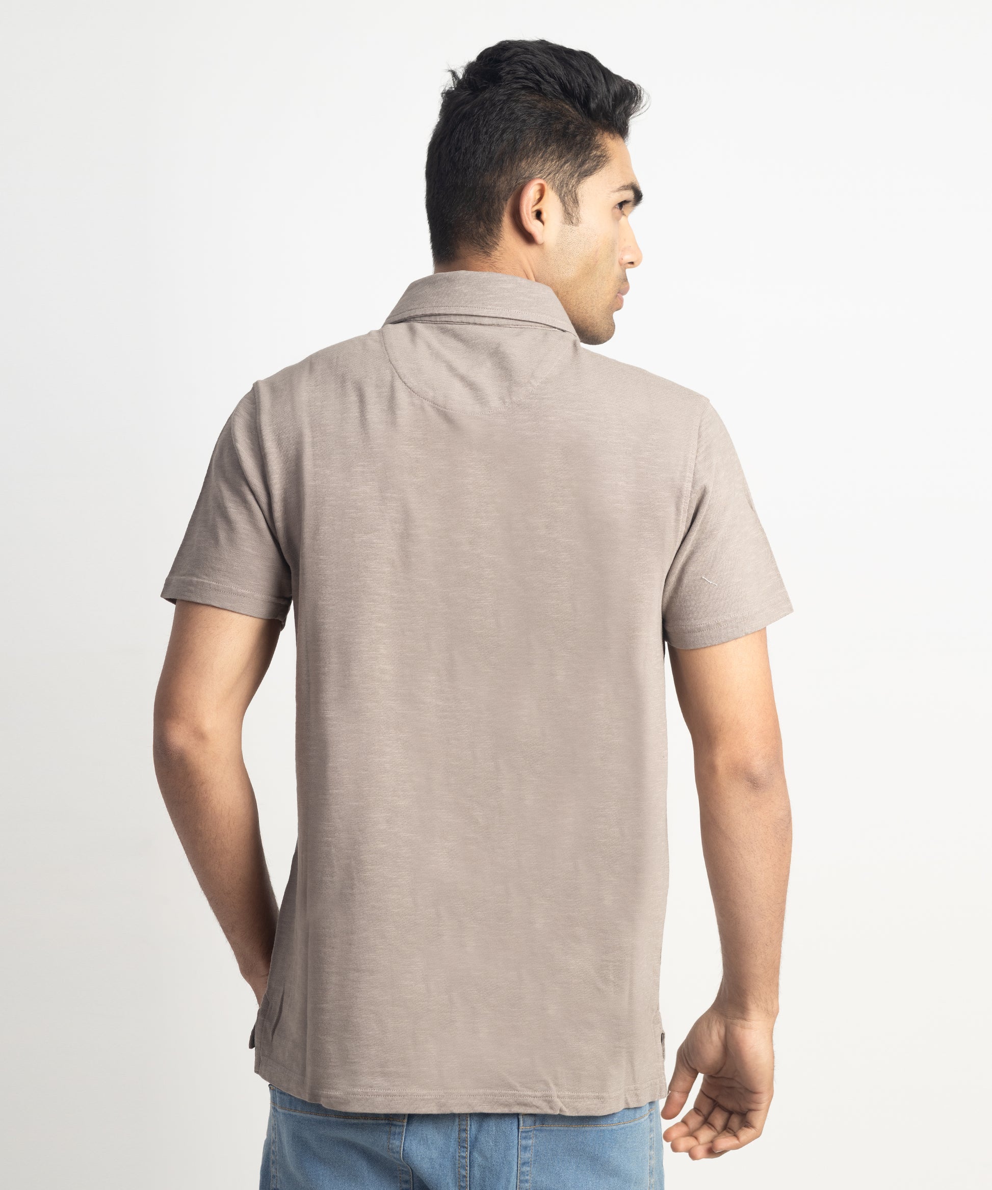 Men's Self Collar Slub Jersey Polo Shirt