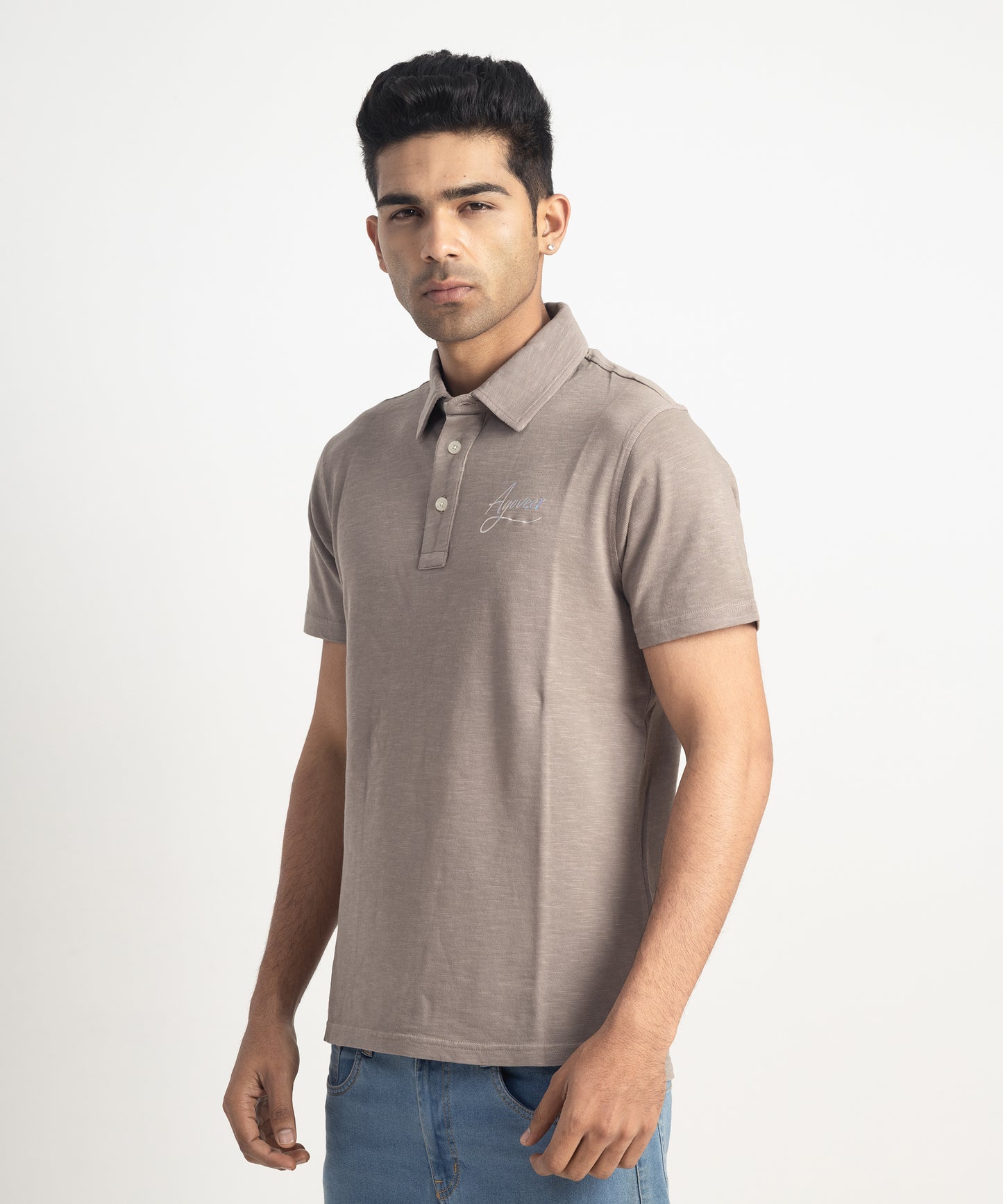 Men's Self Collar Slub Jersey Polo Shirt