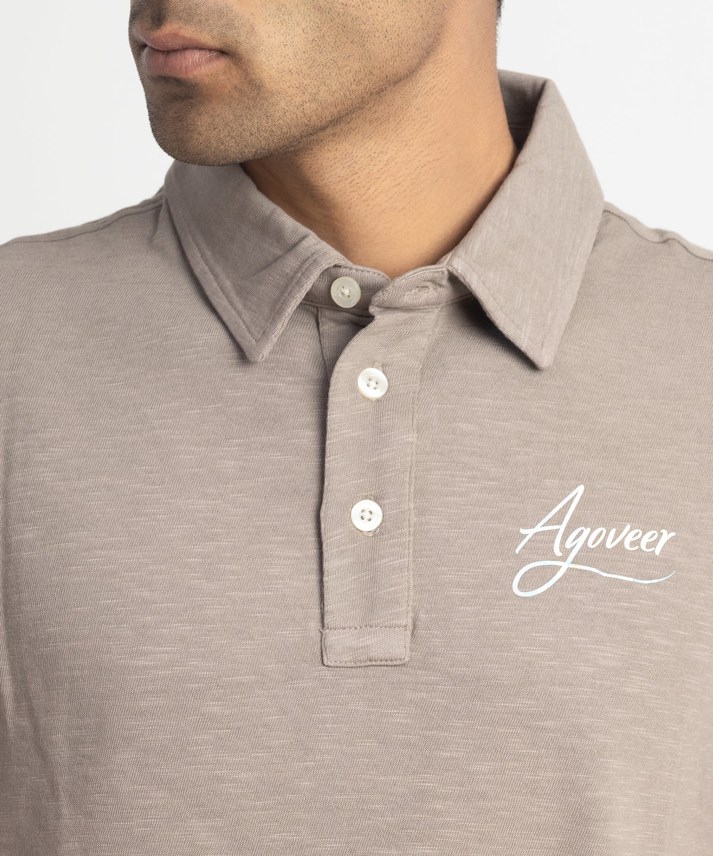 Men's Self Collar Slub Jersey Polo Shirt