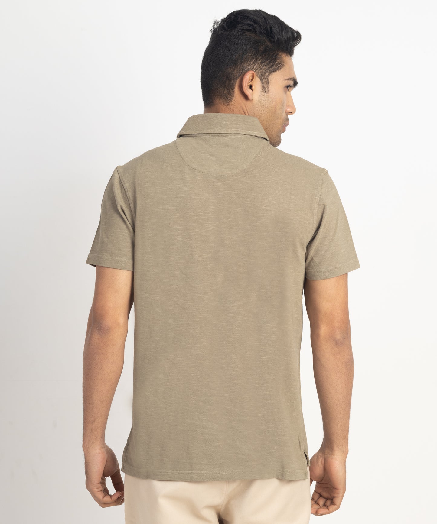 Men's Self Collar Slub Jersey Polo Shirt