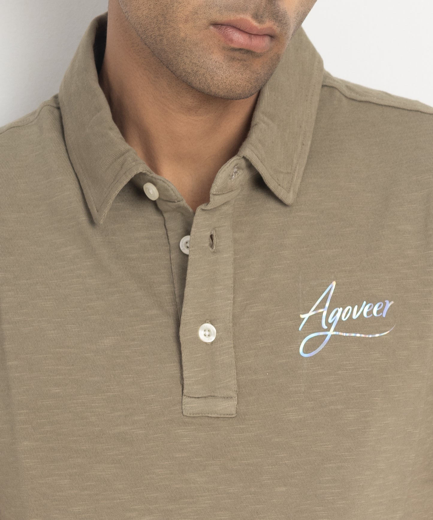 Men's Self Collar Slub Jersey Polo Shirt