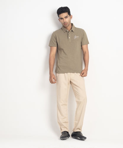 Men's Self Collar Slub Jersey Polo Shirt