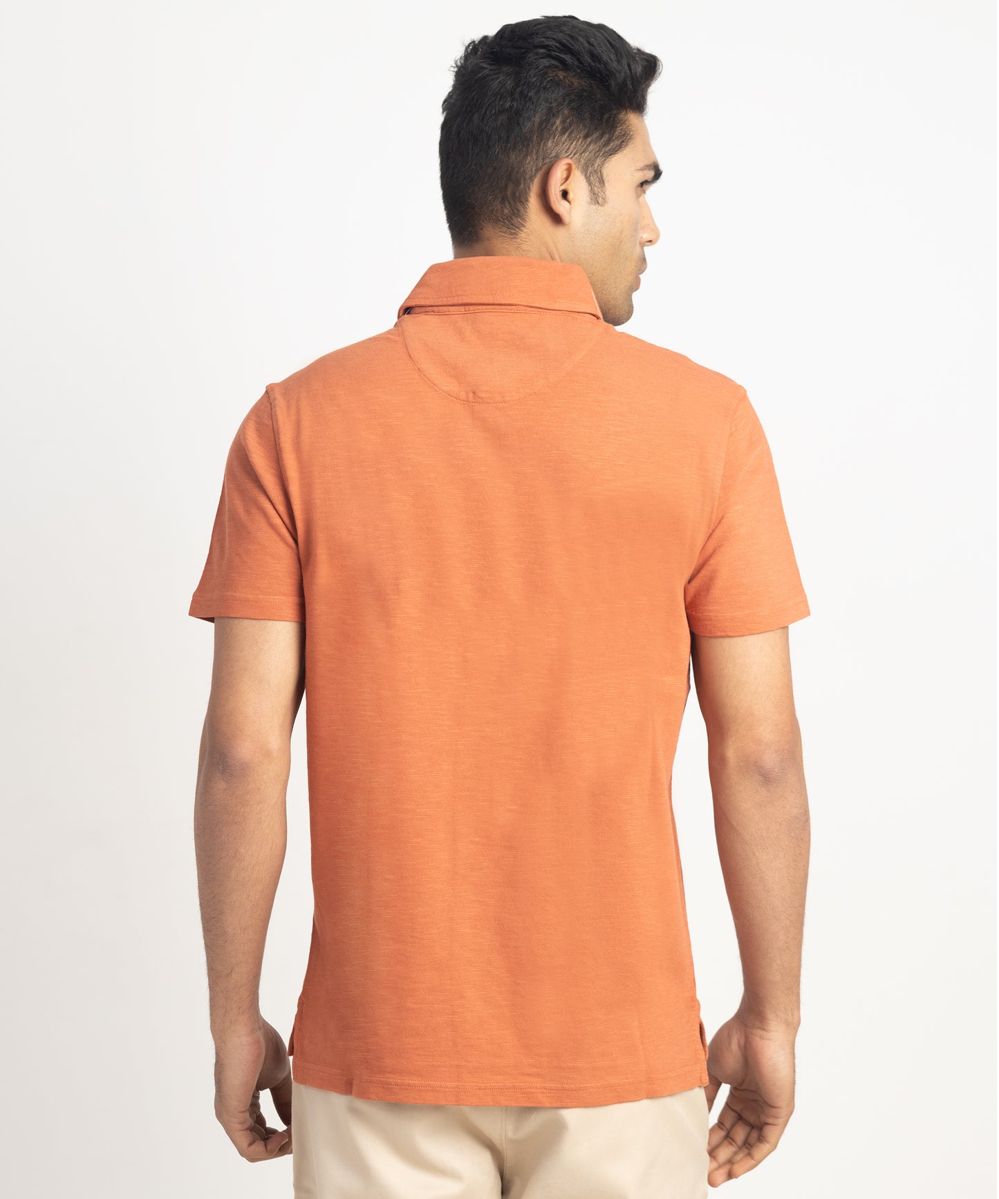 Men's Self Collar Slub Jersey Polo Shirt