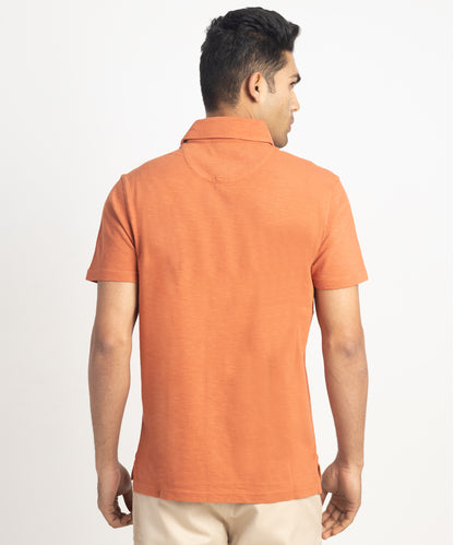 Men's Self Collar Slub Jersey Polo Shirt