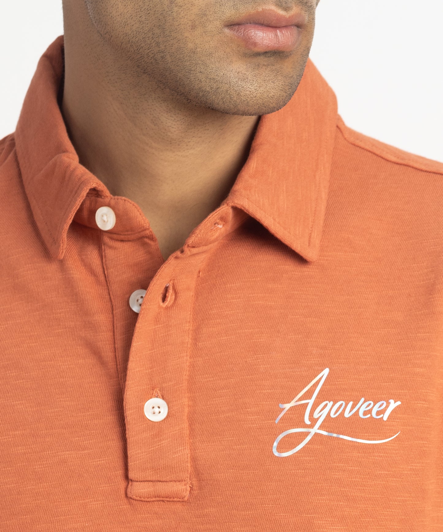 Men's Self Collar Slub Jersey Polo Shirt