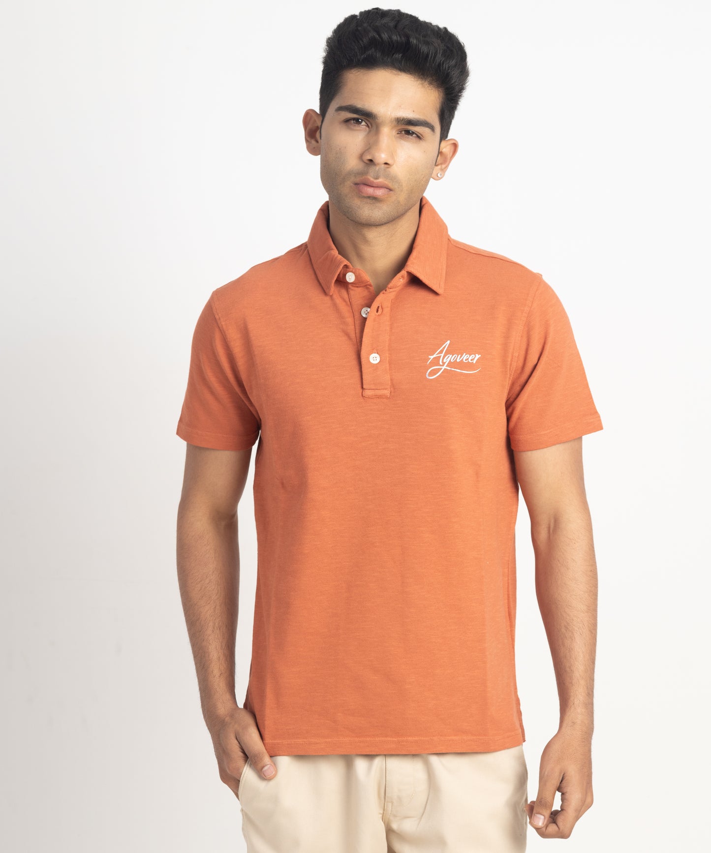 Men's Self Collar Slub Jersey Polo Shirt