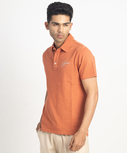 Men's Self Collar Slub Jersey Polo Shirt